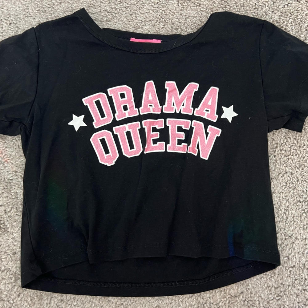 Drama Queen Sugar Thrillz Black Crop Top - Size Large